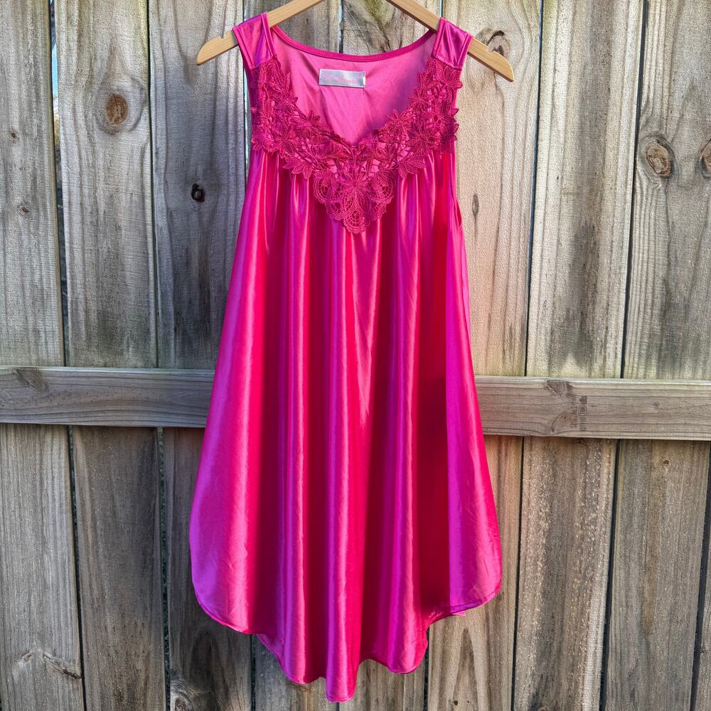 Vintage Hot Pink Lace Nightie Dress